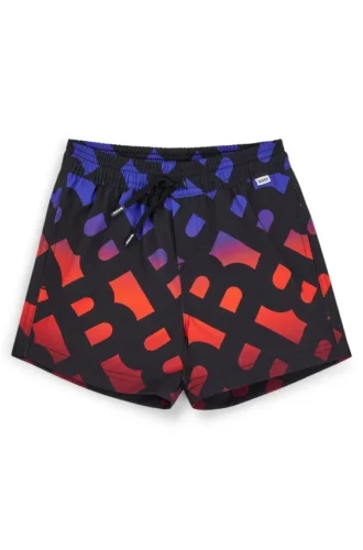 Kids’ swim shorts with gradient monogram print