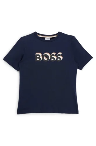 Kids’ T-shirt in cotton jersey with embossed logo print