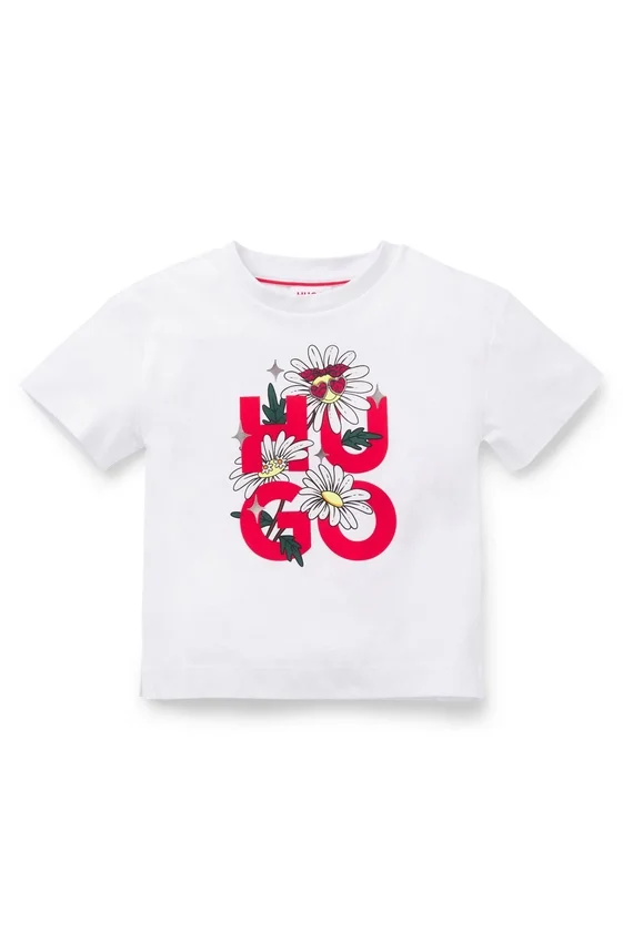 Kids T-shirt in cotton with floral stacked-logo print Kids T-shirt in cotton with floral stacked-logo print