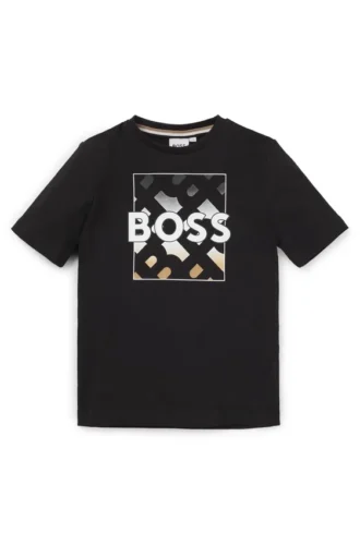 Kids’ T-shirt in cotton with monograms and logo print