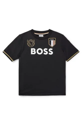 Kids’ T-shirt in stretch fabric with embroidered patches