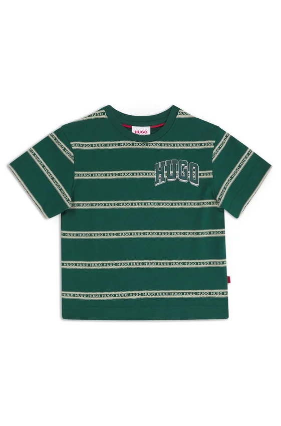 Kids’ T-shirt in striped cotton with varsity-style logo Kids’ T-shirt in striped cotton with varsity-style logo