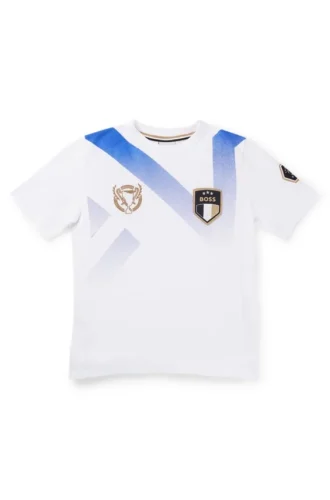 Kids’ T-shirt with degradé artwork and logo details