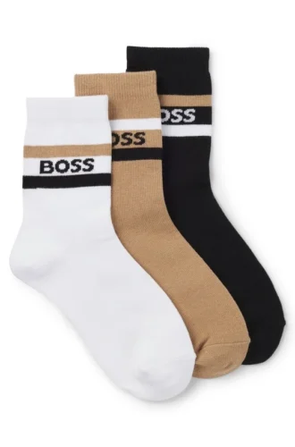 Kids’ three-pack of socks with stripes and logo