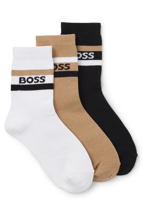 Kids’ three-pack of socks with stripes and logo Kids’ three-pack of socks with stripes and logo