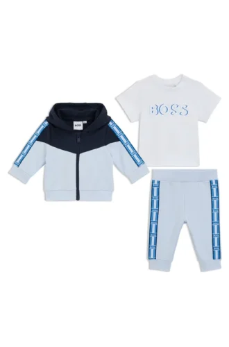Kids’ three-piece tracksuit in stretch cotton