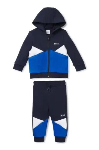 Kids’ tracksuit with color-blocking and logo prints