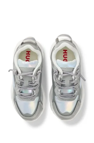 Kids’ trainers in faux leather and taffeta