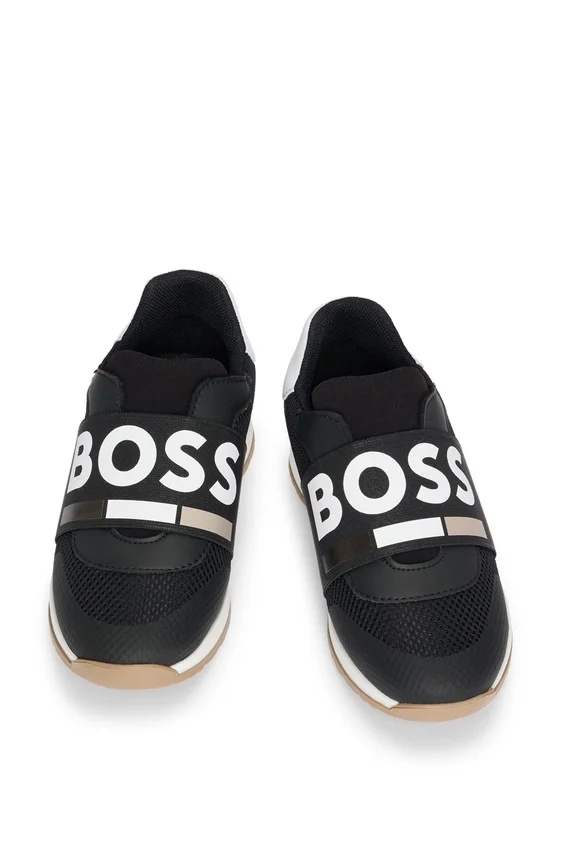 Kids’ trainers in leather and mesh with logo elastic Kids’ trainers in leather and mesh with logo elastic
