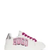 Kids’ trainers in leather with metallic faux-leather trims
