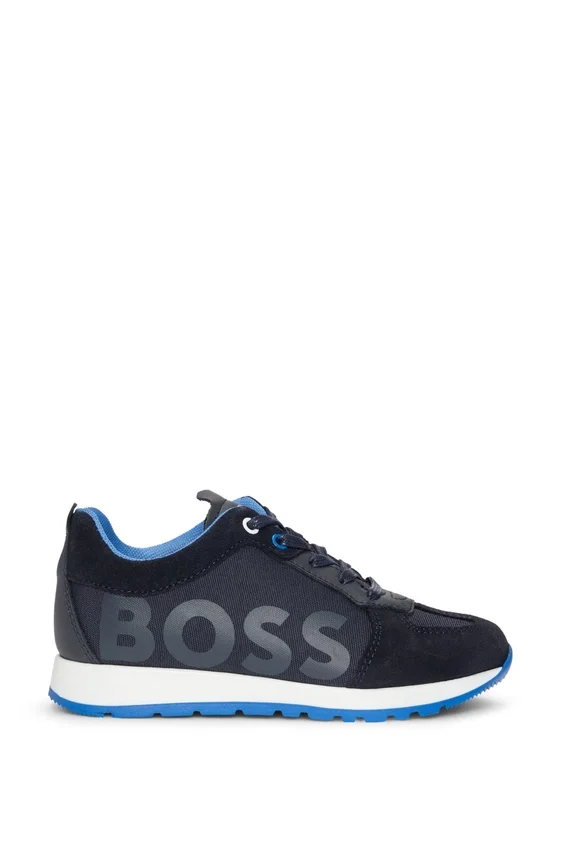 Kids’ trainers in mixed materials with leather trims Kids’ trainers in mixed materials with leather trims