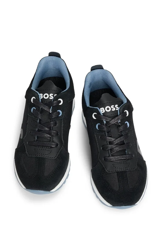 Kids’ trainers in mixed materials with leather trims Kids’ trainers in mixed materials with leather trims
