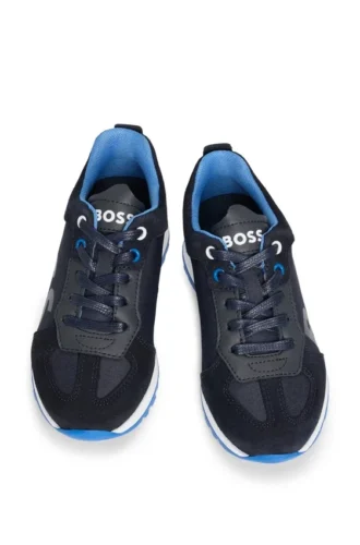 Kids’ trainers in mixed materials with leather trims