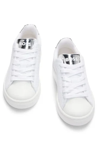 Kids’ trainers in monogram canvas with metallic faux leather