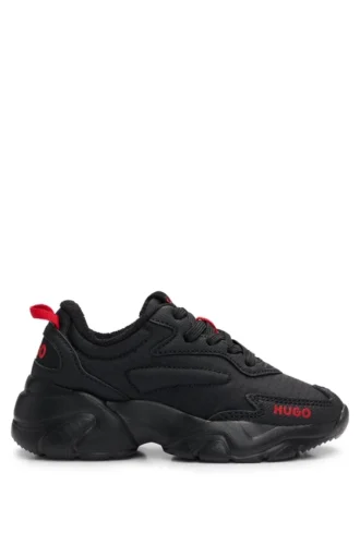 Kids’ trainers in ripstop fabric and faux leather