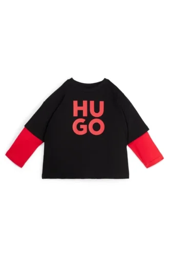 Kids’ two-in-one T-shirt with stacked logo print