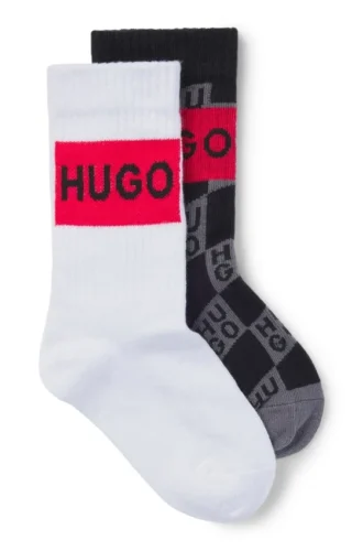Kids’ two-pack of socks with red logo labels