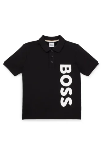 Kids’ vertical-logo polo shirt in cotton piqué
