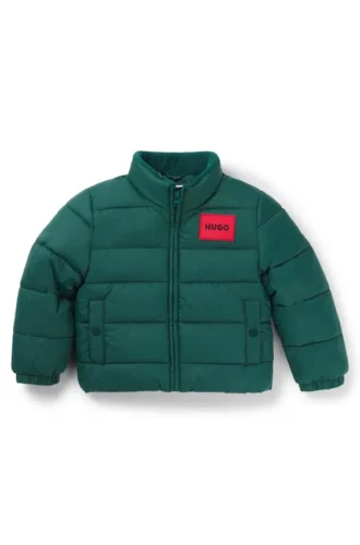 Kids’ water-repellent puffer jacket with hidden hood