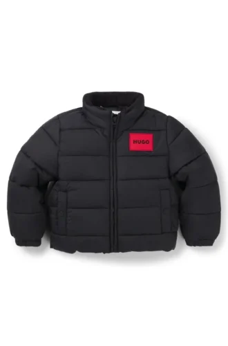 Kids’ water-repellent puffer jacket with hidden hood