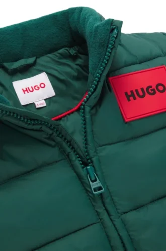 Kids’ water-repellent puffer jacket with hidden hood
