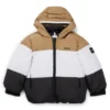 Kids’ water-repellent puffer jacket with signature-stripe colors