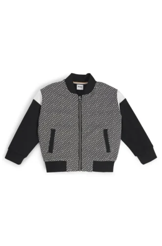 Kids’ zip-up cardigan with monogram front