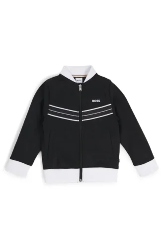 Kids’ zip-up jacket with herringbone trims