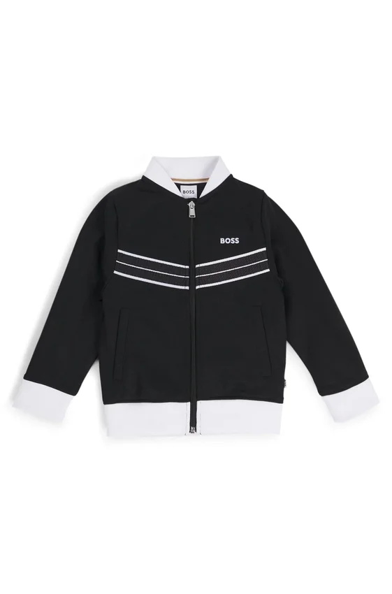Kids’ zip-up jacket with herringbone trims Kids’ zip-up jacket with herringbone trims