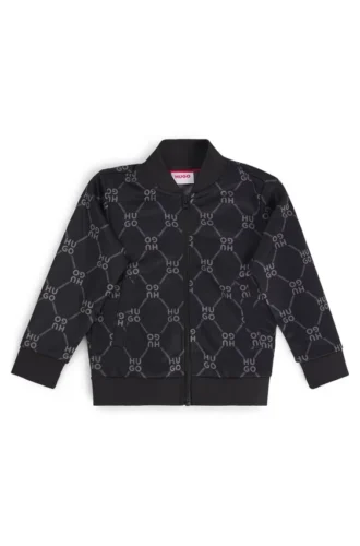 Kids’ zip-up jacket with stacked-logo print
