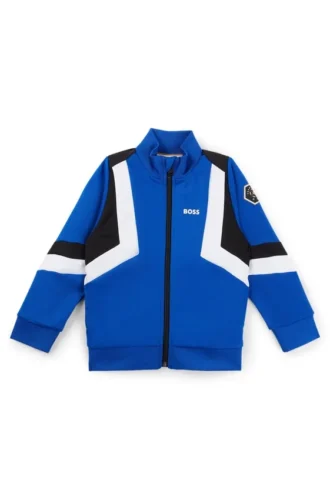 Kids’ zip-up jacket with stripes and logo details
