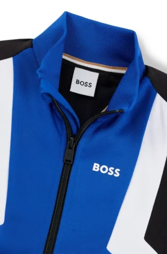Kids’ zip-up jacket with stripes and logo details