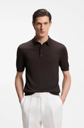 Knit polo in virgin wool