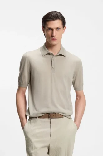 Knit polo in virgin wool