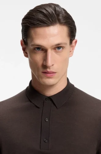 Knit polo in virgin wool