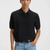 Knit polo sweater in virgin wool