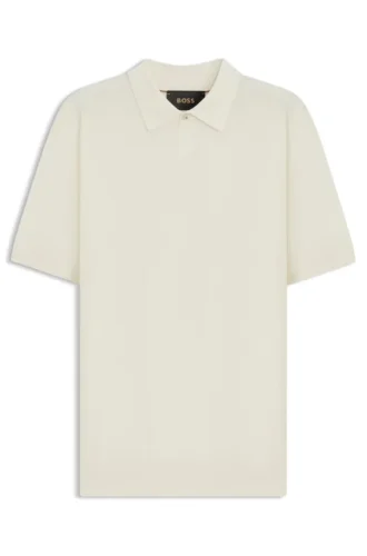 Knit polo sweater in virgin wool