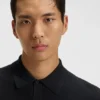Knit polo sweater in virgin wool