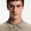 Knit polo sweater in virgin wool