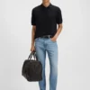Knit polo sweater in virgin wool