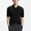 Knit polo sweater with covered placket