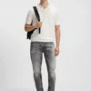 Knit polo sweater with covered placket