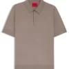 Knit polo sweater with covered placket