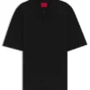 Knit polo sweater with covered placket
