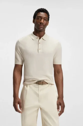 Knit polo sweater with rich structure