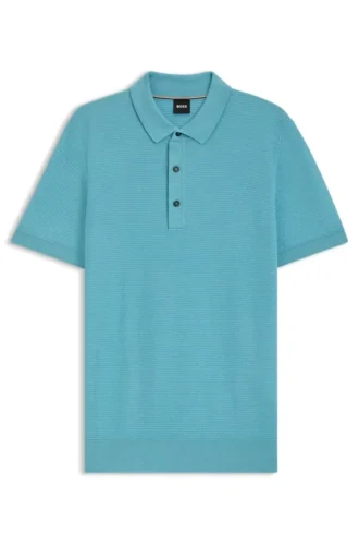 Knit polo sweater with rich structure