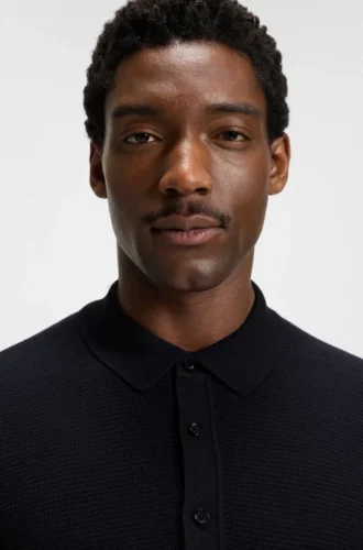 Knit polo sweater with rich structure