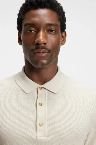 Knit polo sweater with rich structure