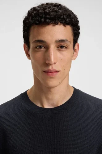 Knit sweater with mixed structures