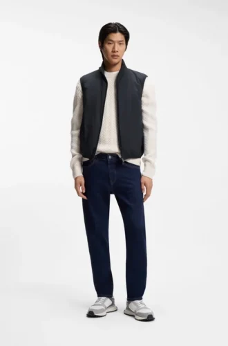 Knit-trim gilet with water-repellent finish